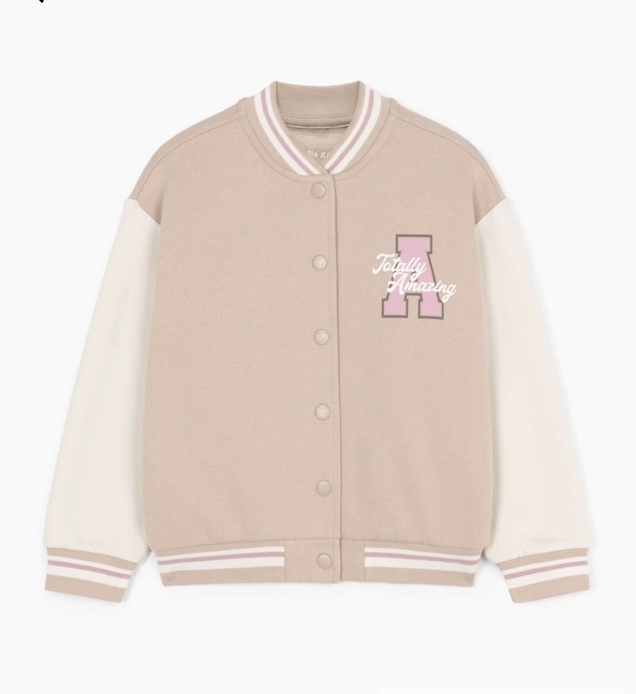 Áo khoác bomber nỉ bông GGJJ dư xịn 2 màu be/ghi bé gái size 2-8y