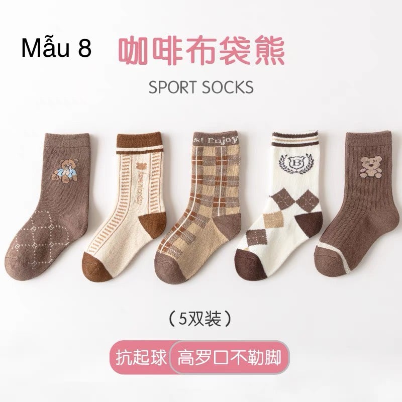SH2511PK01 - Set 5 đôi tất Minliu Kidsocks dành cho trẻ em, chất liệu cotton+polyester+spandex, NSX Man Luu Textile Company Limited