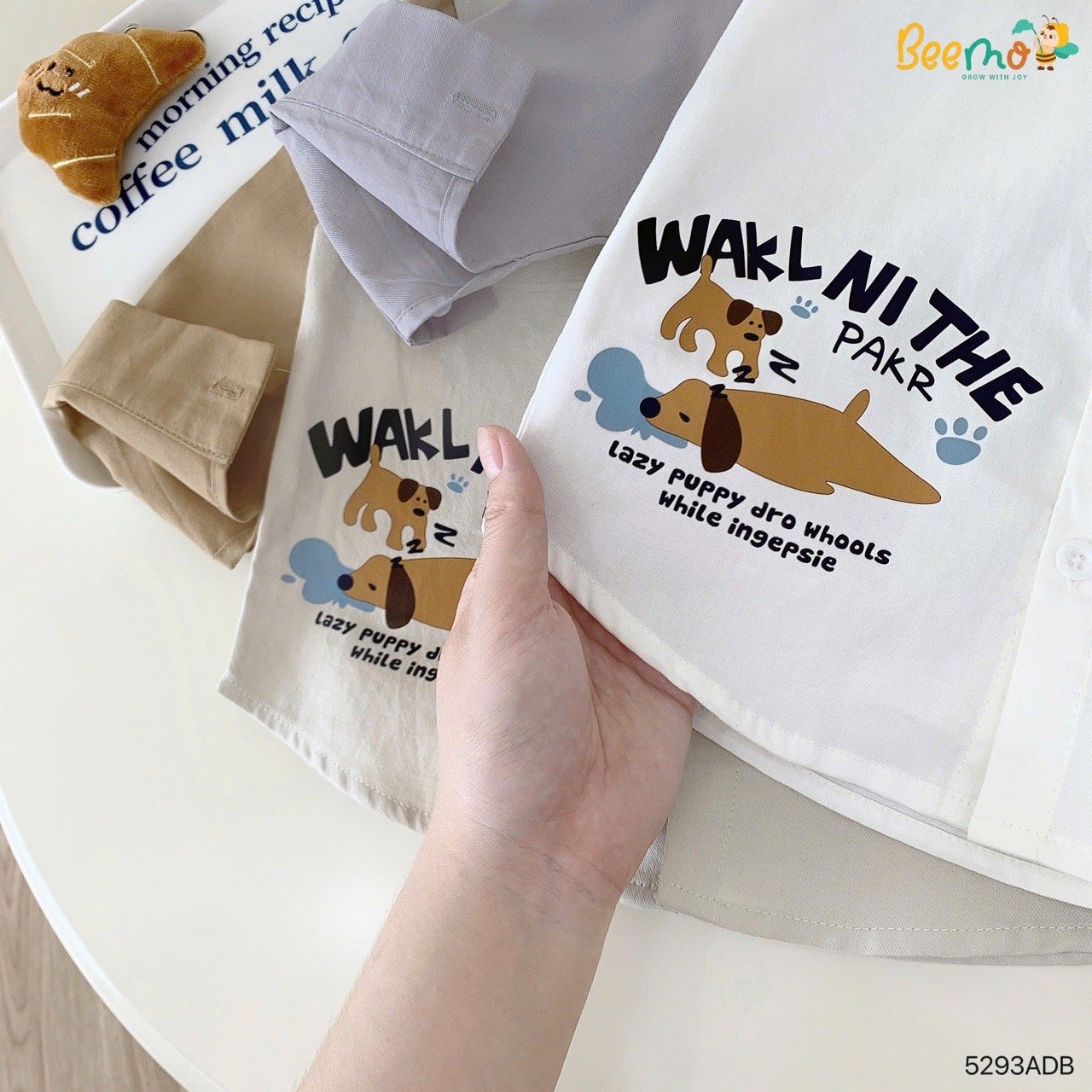 Áo sơ mi Beemo phối tay 2 màu cho bé trai size 1-6y