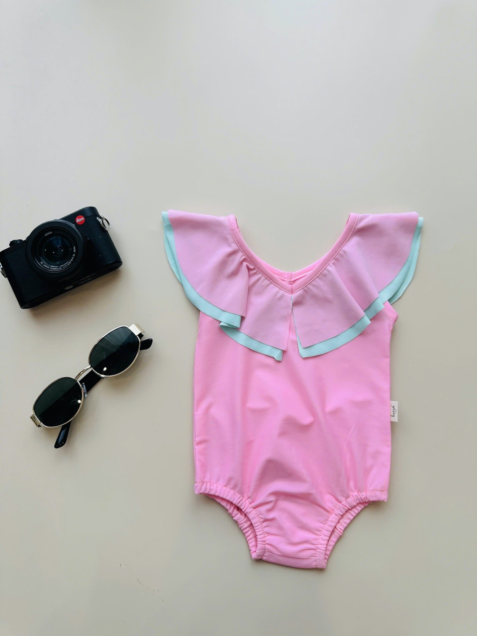 DB00033 - Bộ bơi harifa liền thân cổ V bèo nhiều màu cho bé gái size 1-6y