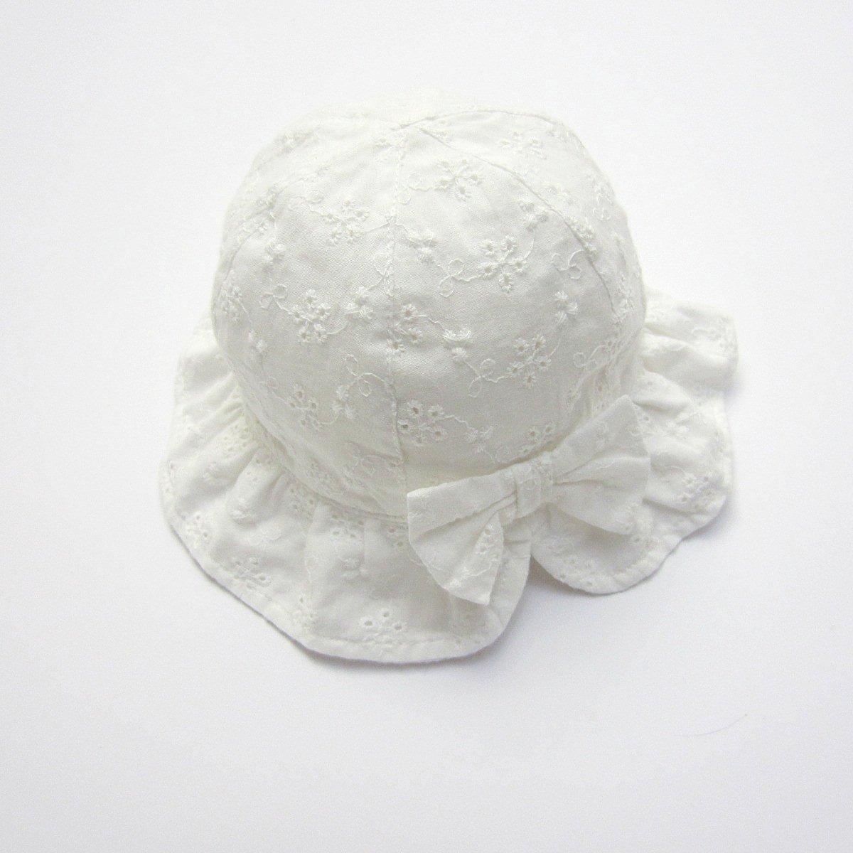 Mũ vải vành Miller thô hoa thêu đục lỗ 2 màu trắng/hồng