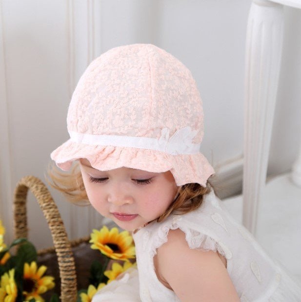 Mũ vải vành Miller màu cam dệt hoạ tiết nổi đính hoa trắng