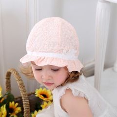 Mũ vải vành Miller màu cam dệt hoạ tiết nổi đính hoa trắng