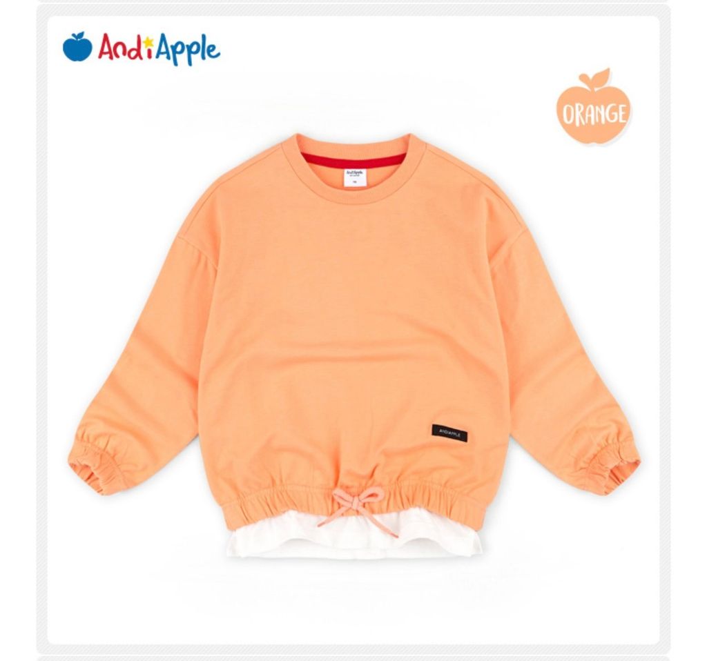 Áo nỉ da cá AndiApple màu cam bo gấu (không kèm nơ đính gấu)