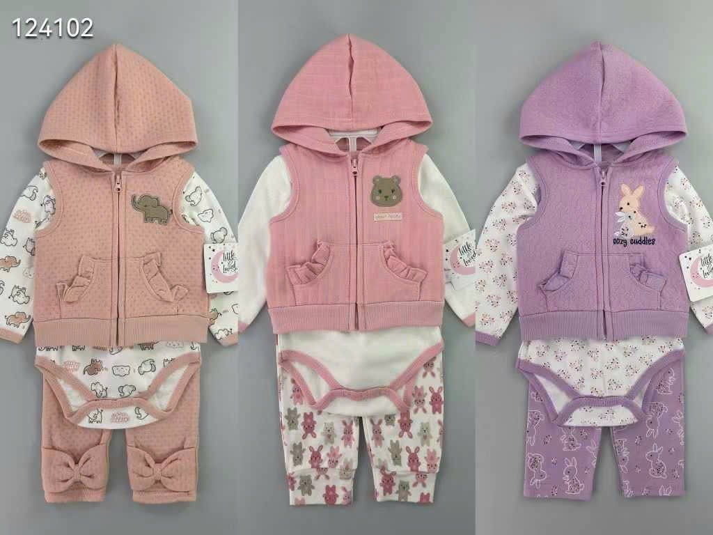 Set 3ct Duck & Duck body+quần+gile chần bông cho bé sơ sinh size 3-9m