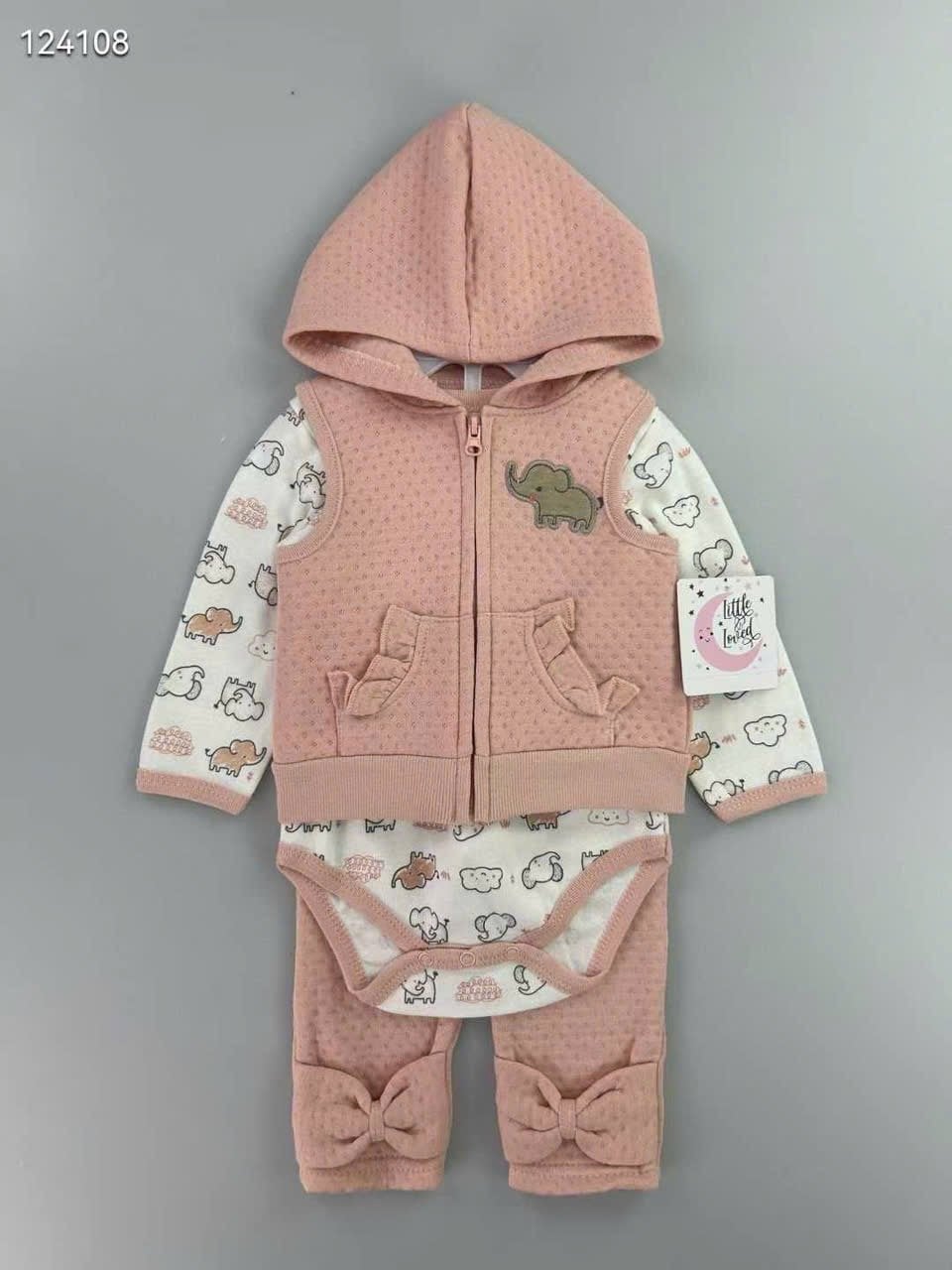 Set 3ct Duck & Duck body+quần+gile chần bông cho bé sơ sinh size 3-9m