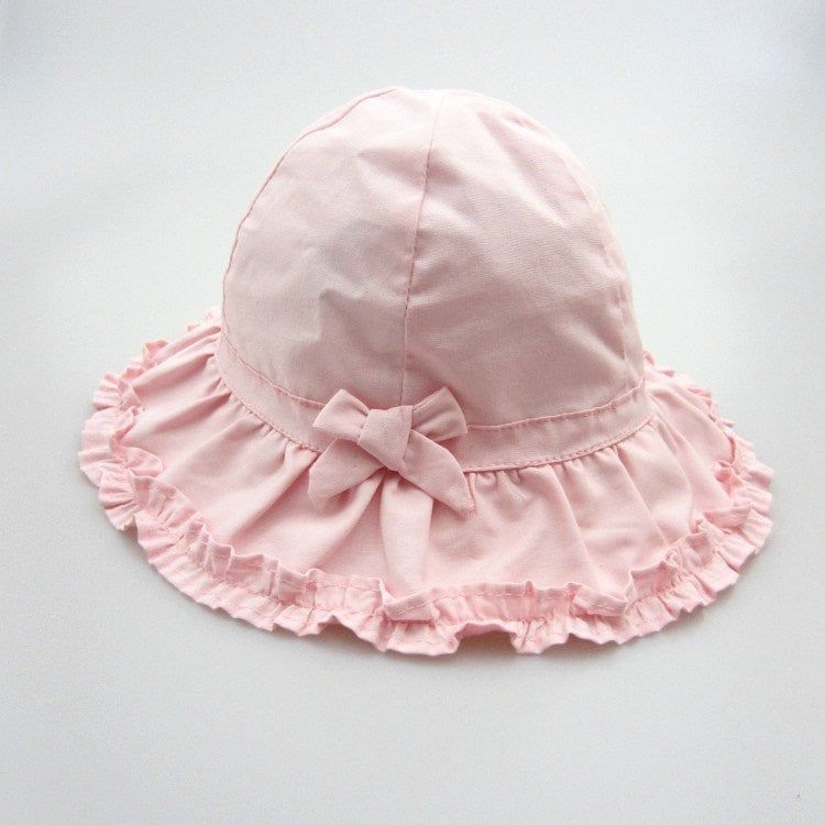 Mũ vải vành Miller màu hồng cam trơn đính nơ