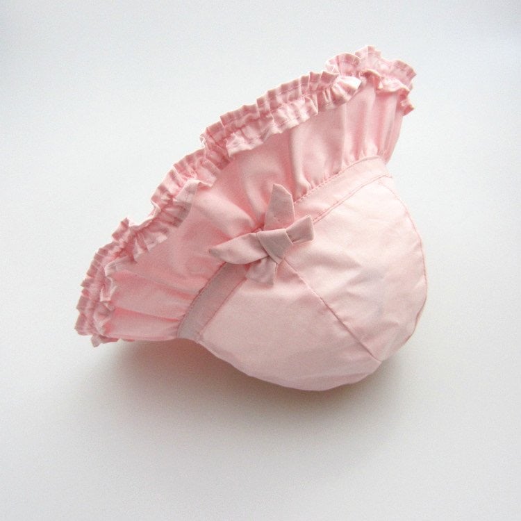 Mũ vải vành Miller màu hồng cam trơn đính nơ