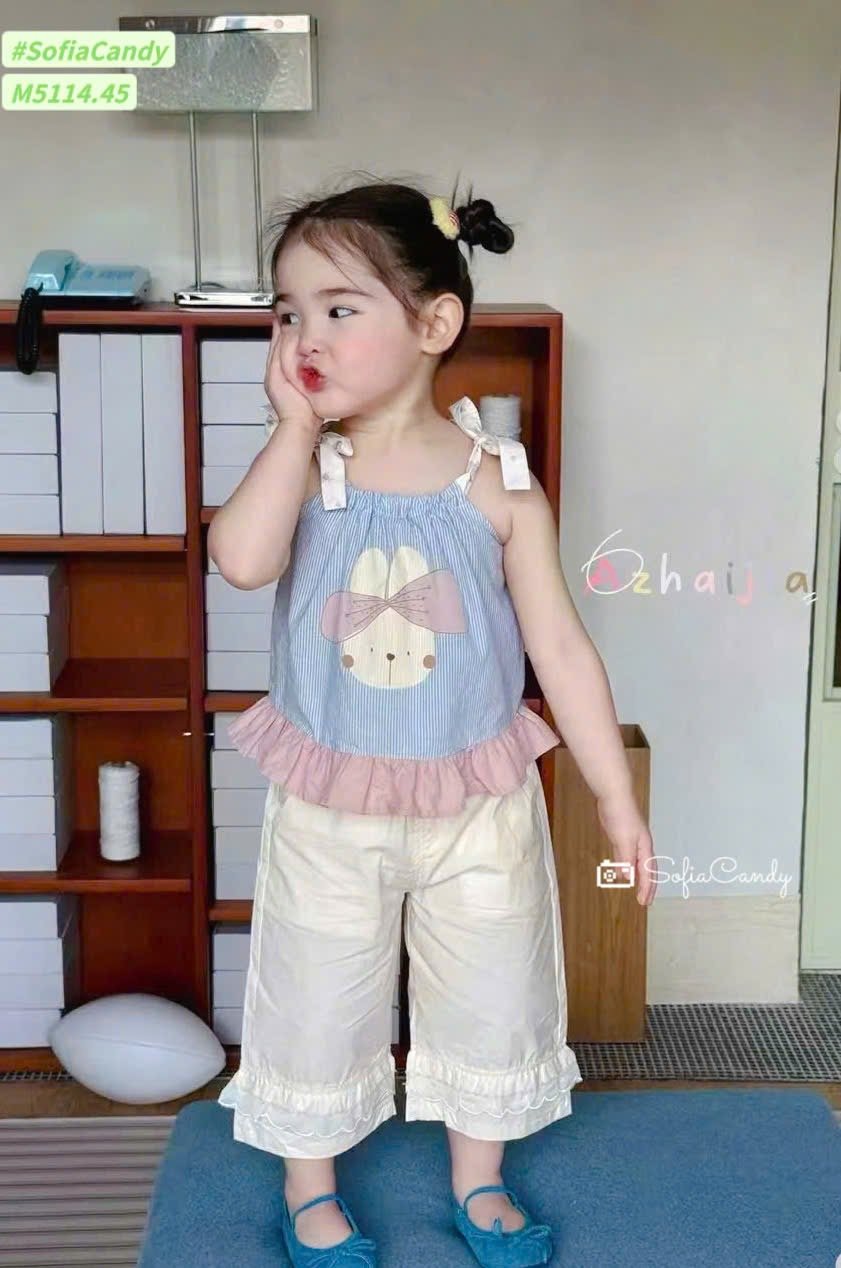 M5114 - Set Mia Kids áo 2 dây phối quần kaki bé gái size 1-10y