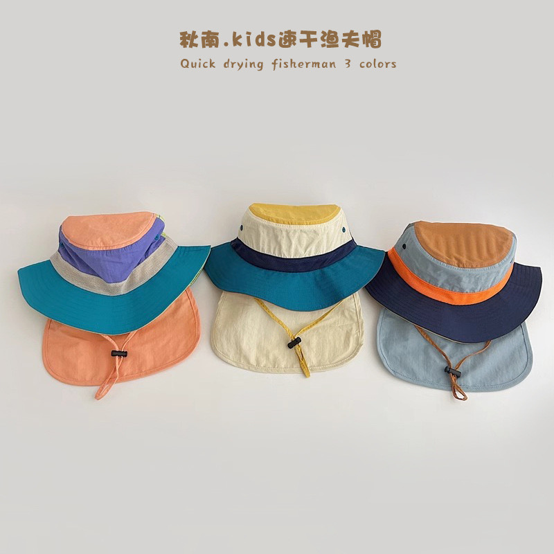 Mũ vành chống nắng phối color block nhiều màu cho bé size 3-6y