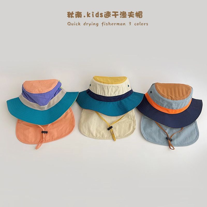 Mũ vành chống nắng phối color block nhiều màu cho bé size 3-6y