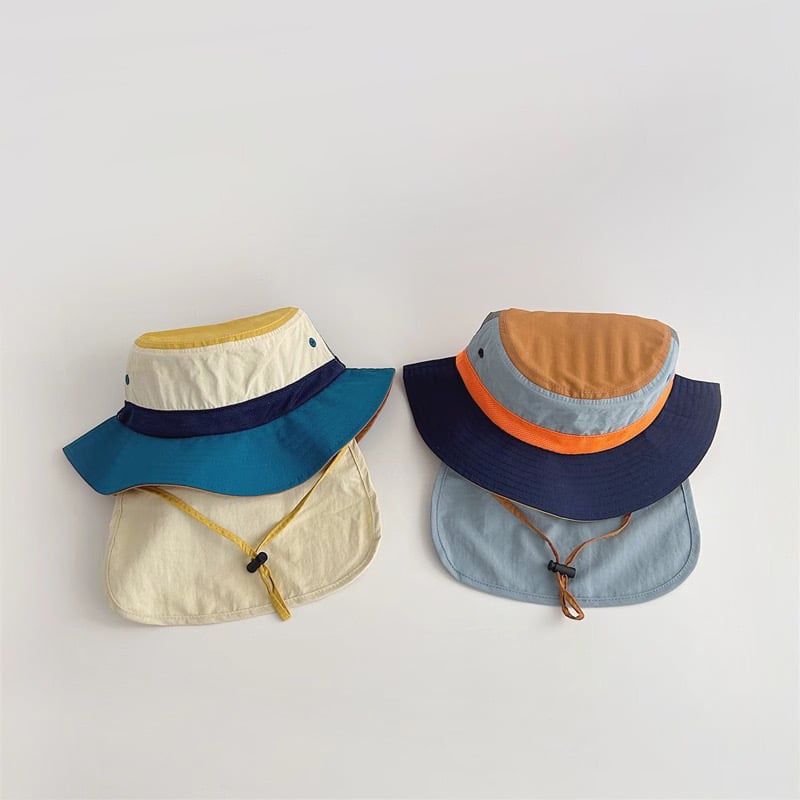 Mũ vành chống nắng phối color block nhiều màu cho bé size 3-6y