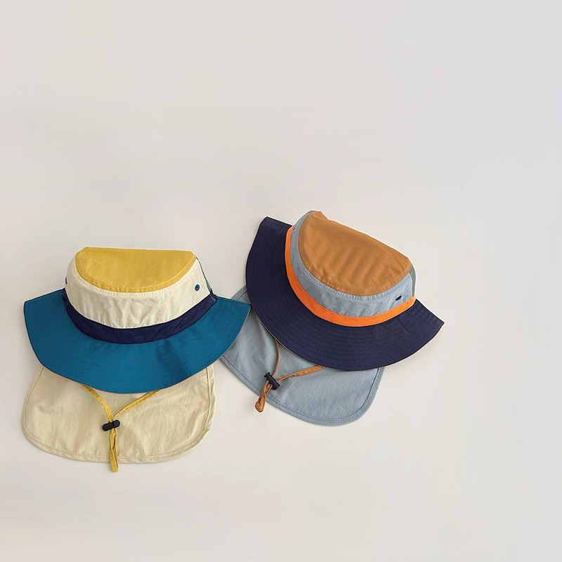 Mũ vành chống nắng phối color block nhiều màu cho bé size 3-6y