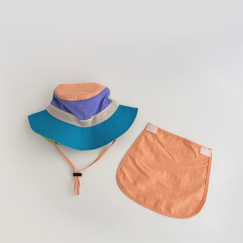 Mũ vành chống nắng phối color block nhiều màu cho bé size 3-6y