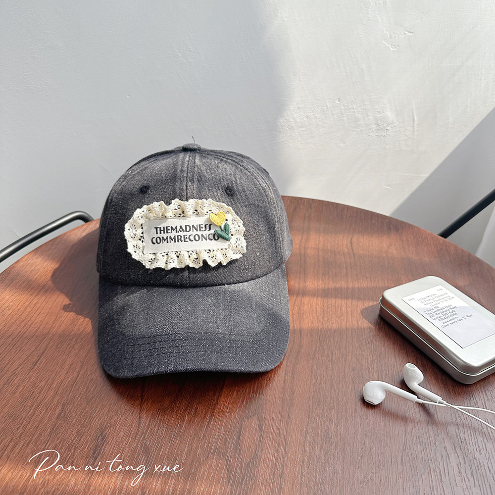 Mũ jean lưỡi trai đính hoa ren nhiều màu cho Mẹ và bé gái size 14y+