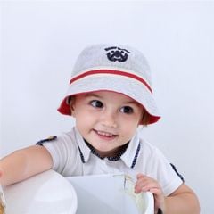 Mũ vải vành Miller BT - màu ghi viền be đỏ