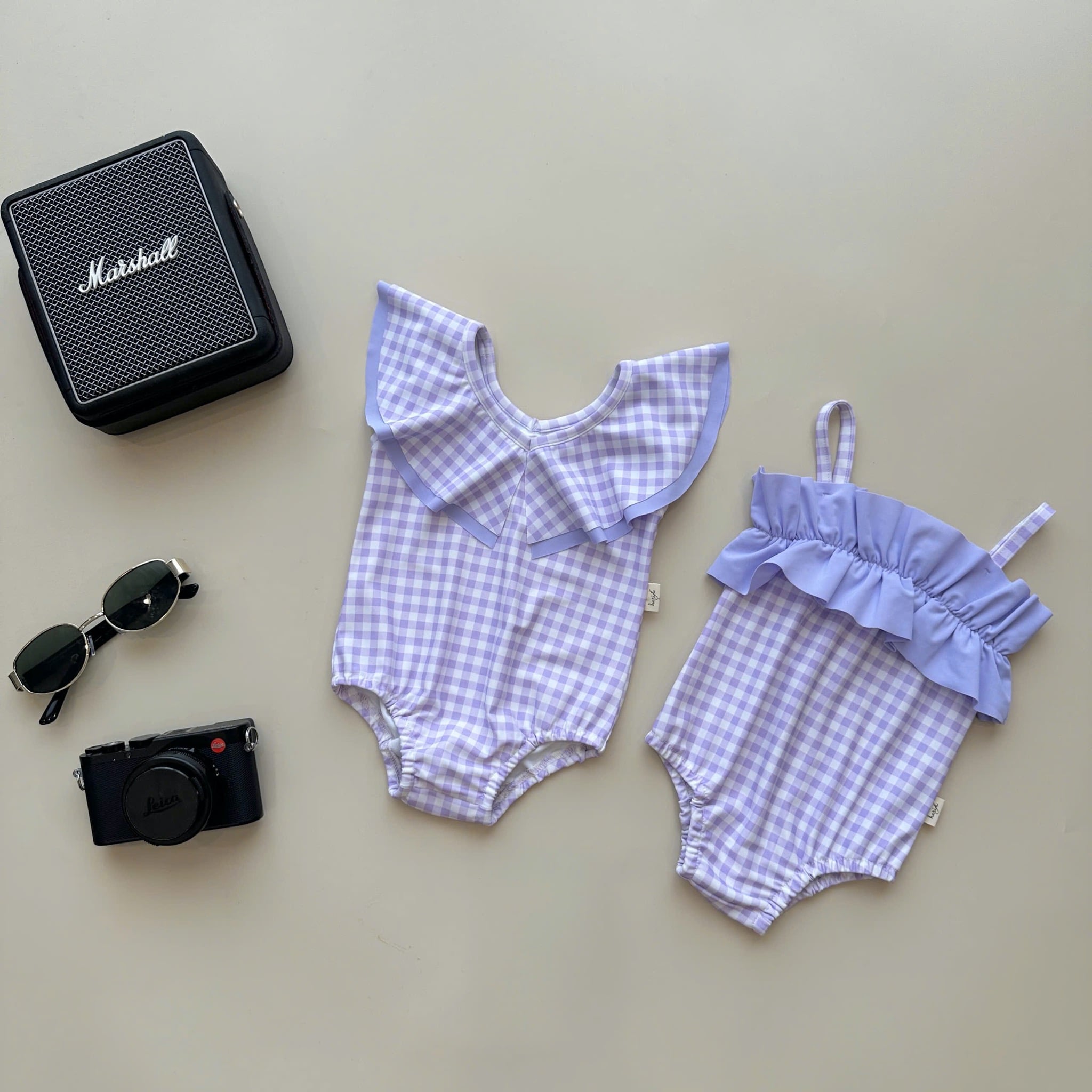 DB00033 - Bộ bơi harifa liền thân cổ V bèo nhiều màu cho bé gái size 1-6y