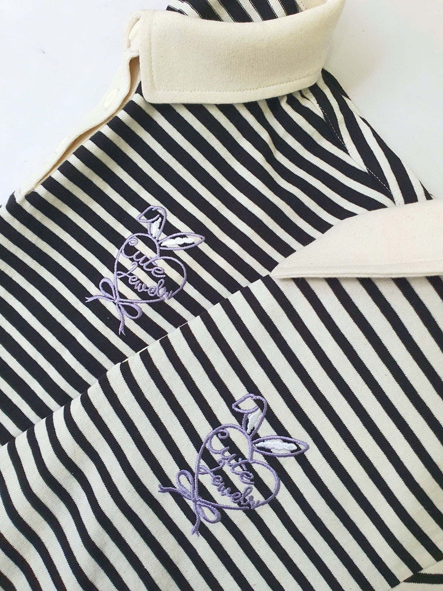 Set Bee Mon áo polo kẻ trắng đen + chân váy vải golf màu tím bé gái size 120-160