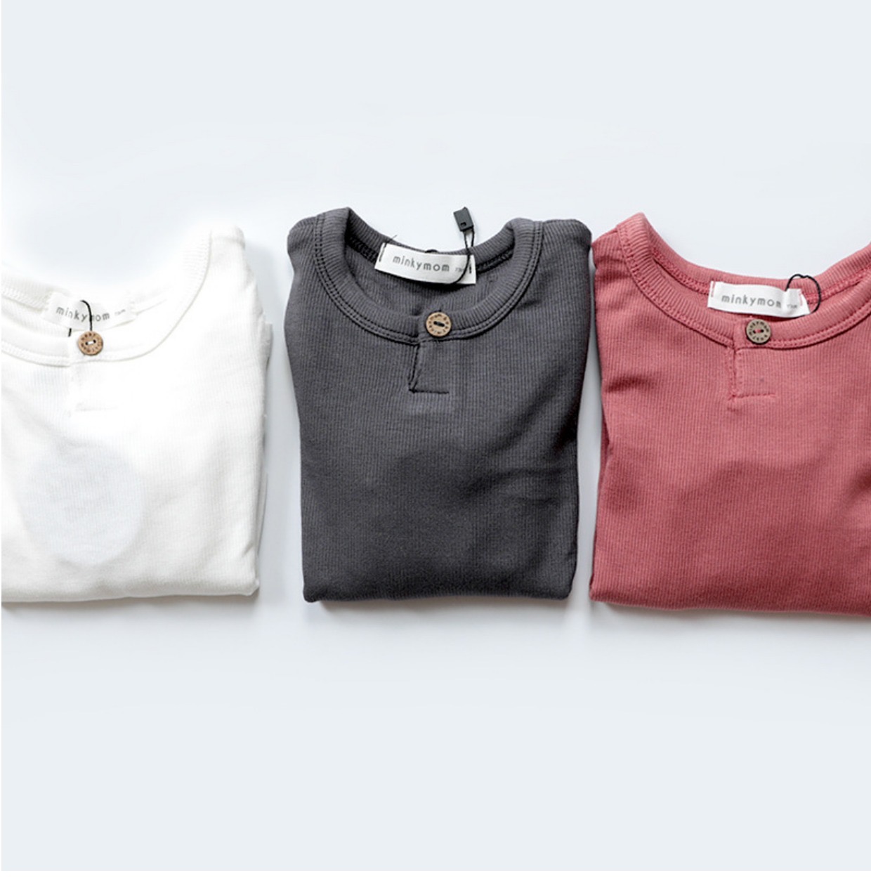 Bộ minkymom cổ tròn có khuy cài chất thun tăm BTBG