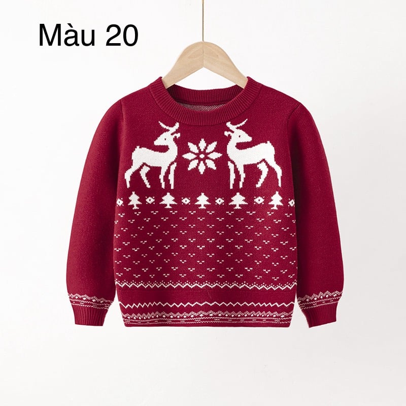 Áo len hoạ tiết Noel nhiều màu cho bé size 2-7y
