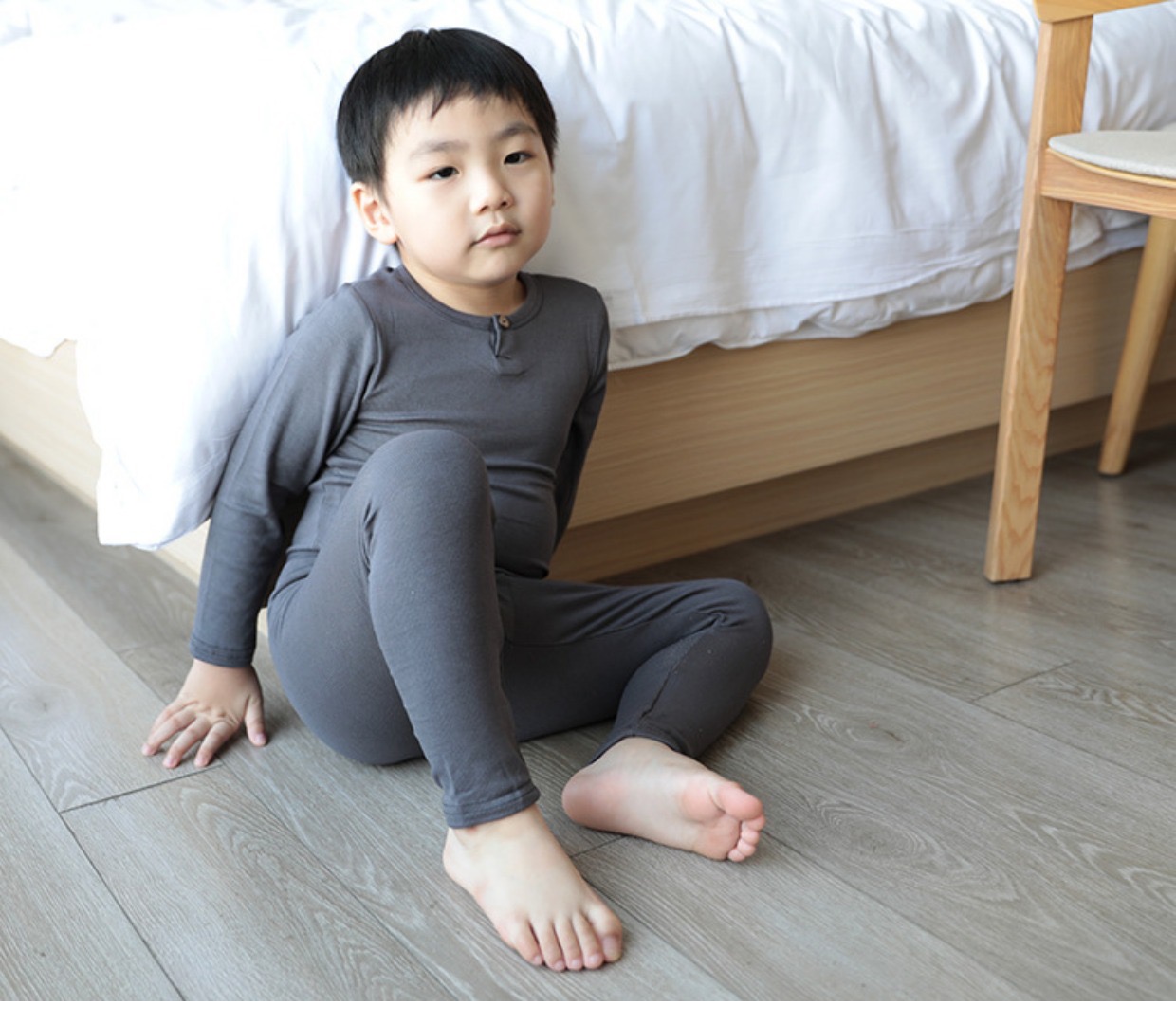 Bộ minkymom cổ tròn có khuy cài chất thun tăm BTBG