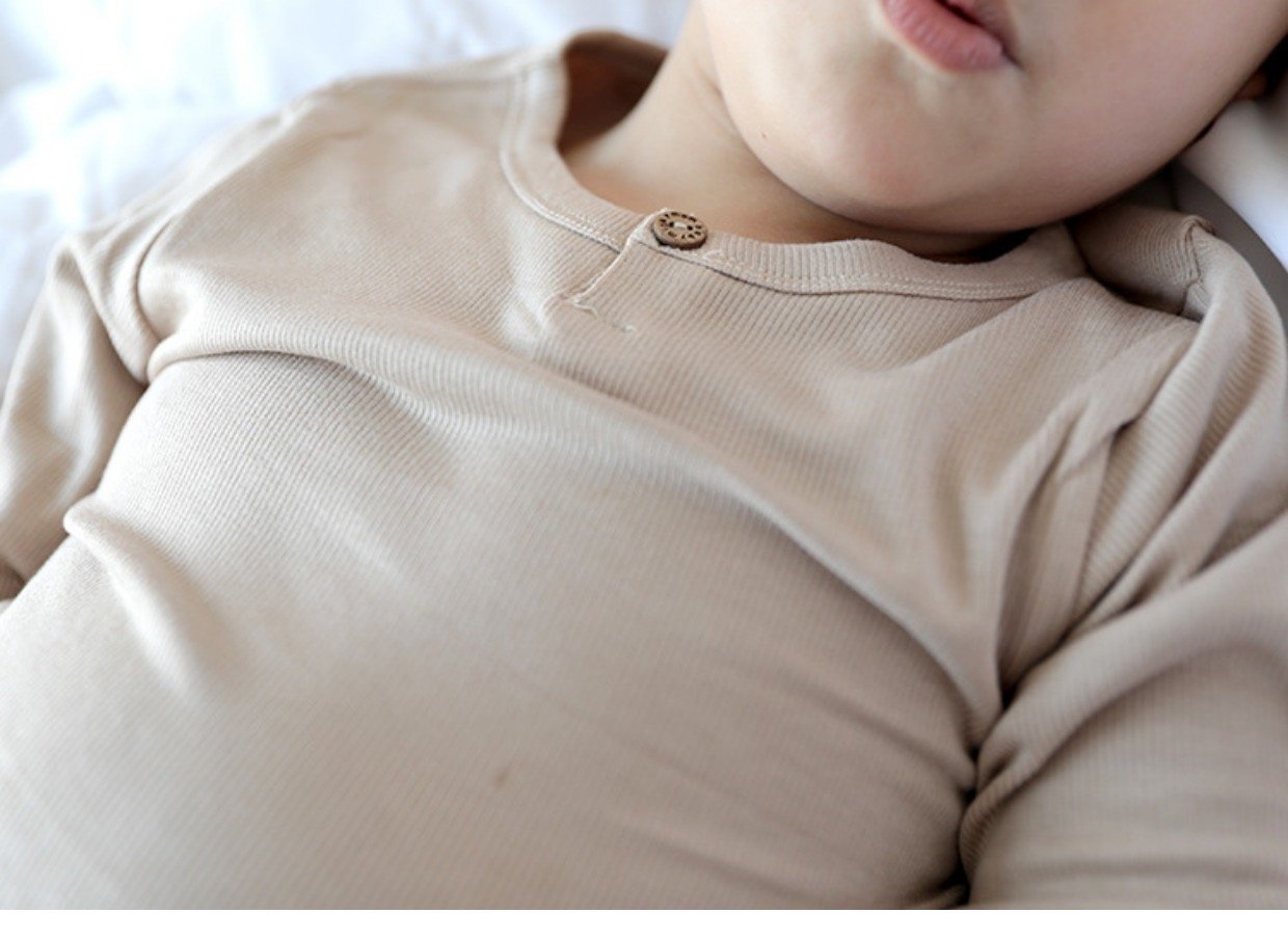 Bộ minkymom cổ tròn có khuy cài chất thun tăm BTBG