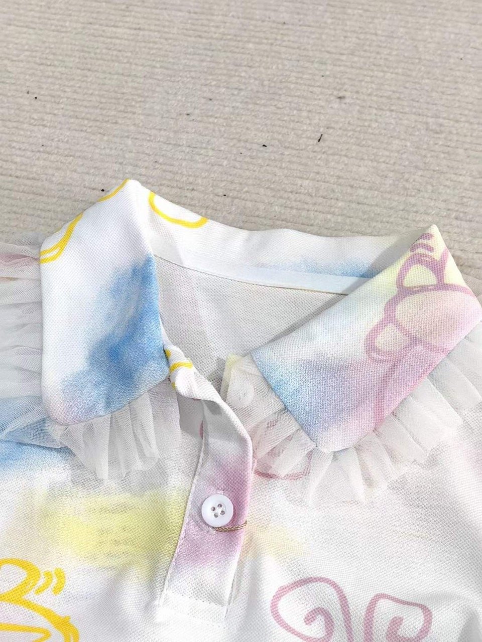 V00041 Váy cổ sen bèo màu trắng hoạ tiết bướm sắc màu size 110-160