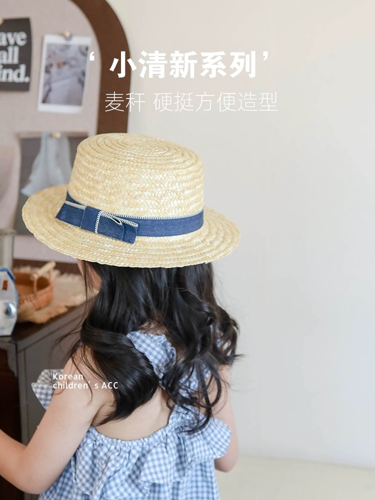 Mũ cói đính nơ 2 màu BG size 2-5y