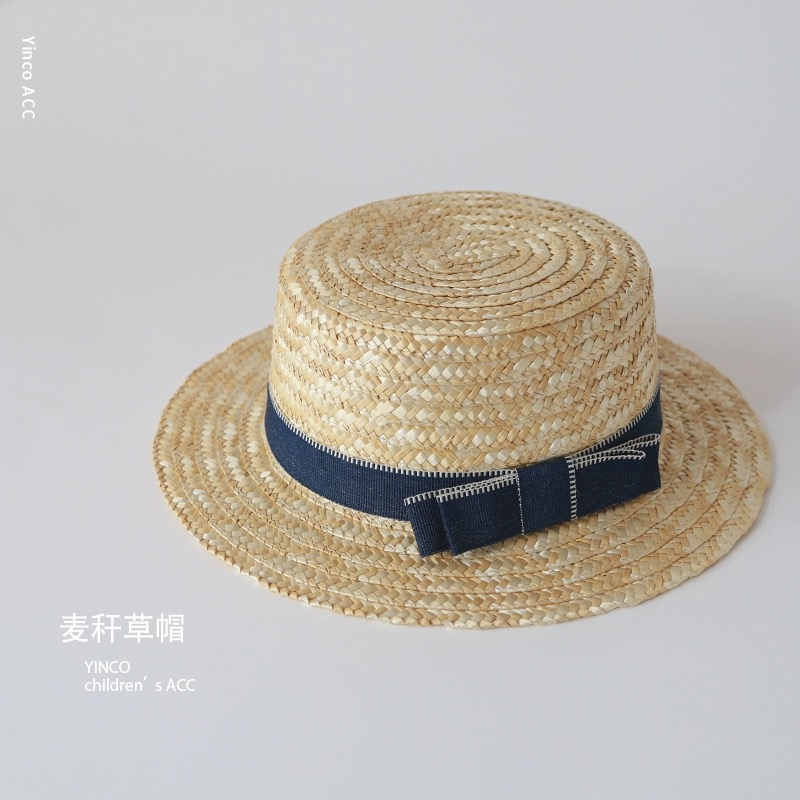 Mũ cói đính nơ 2 màu BG size 2-5y