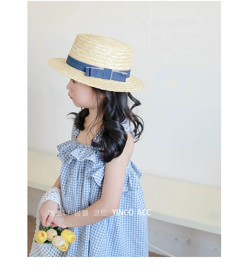 Mũ cói đính nơ 2 màu BG size 2-5y