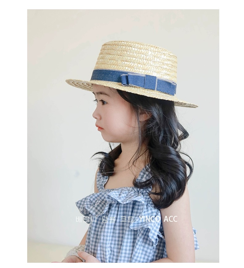 Mũ cói đính nơ 2 màu BG size 2-5y