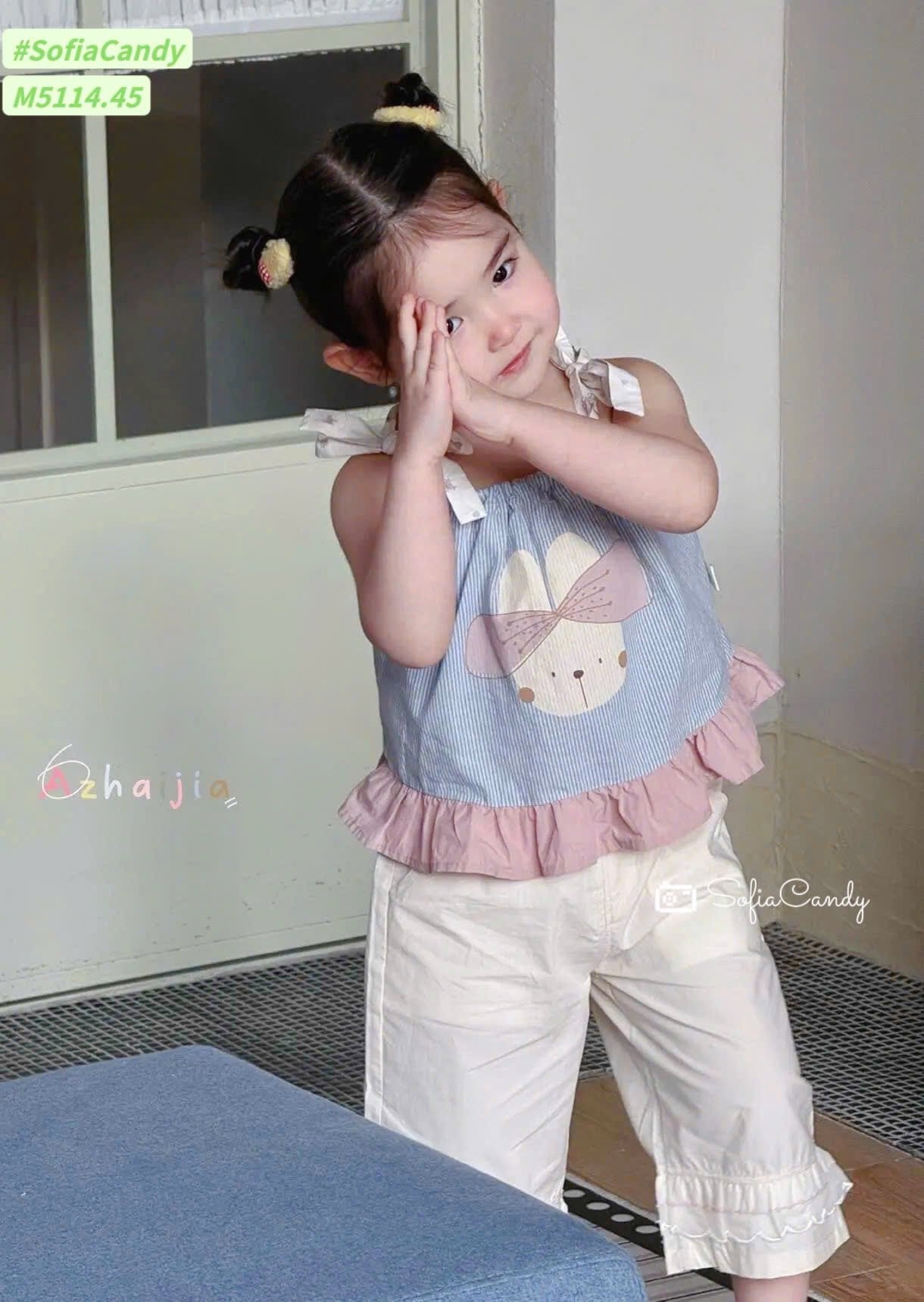 M5114 - Set Mia Kids áo 2 dây phối quần kaki bé gái size 1-10y