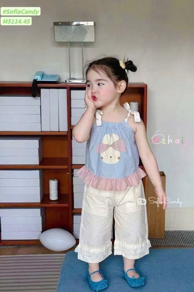 M5114 - Set Mia Kids áo 2 dây phối quần kaki bé gái size 1-10y
