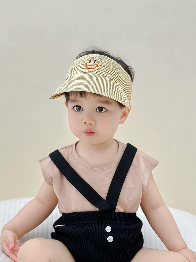 Mũ cói nửa đầu mặt cười 2 màu BTBG size 2-8y