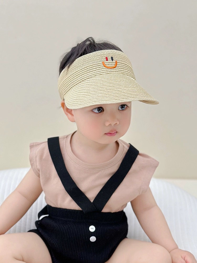 Mũ cói nửa đầu mặt cười 2 màu BTBG size 2-8y