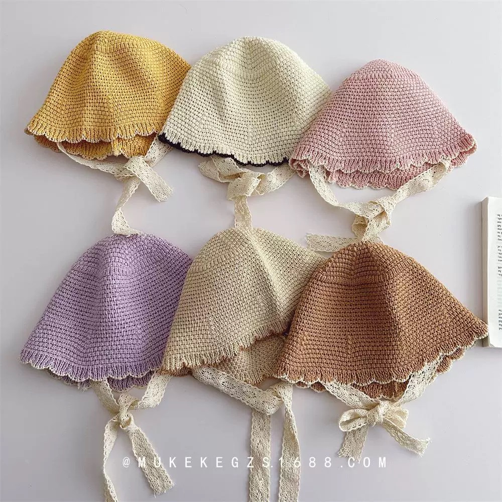 Mũ cói viền lượn sóng nhiều màu BG size 3-10y