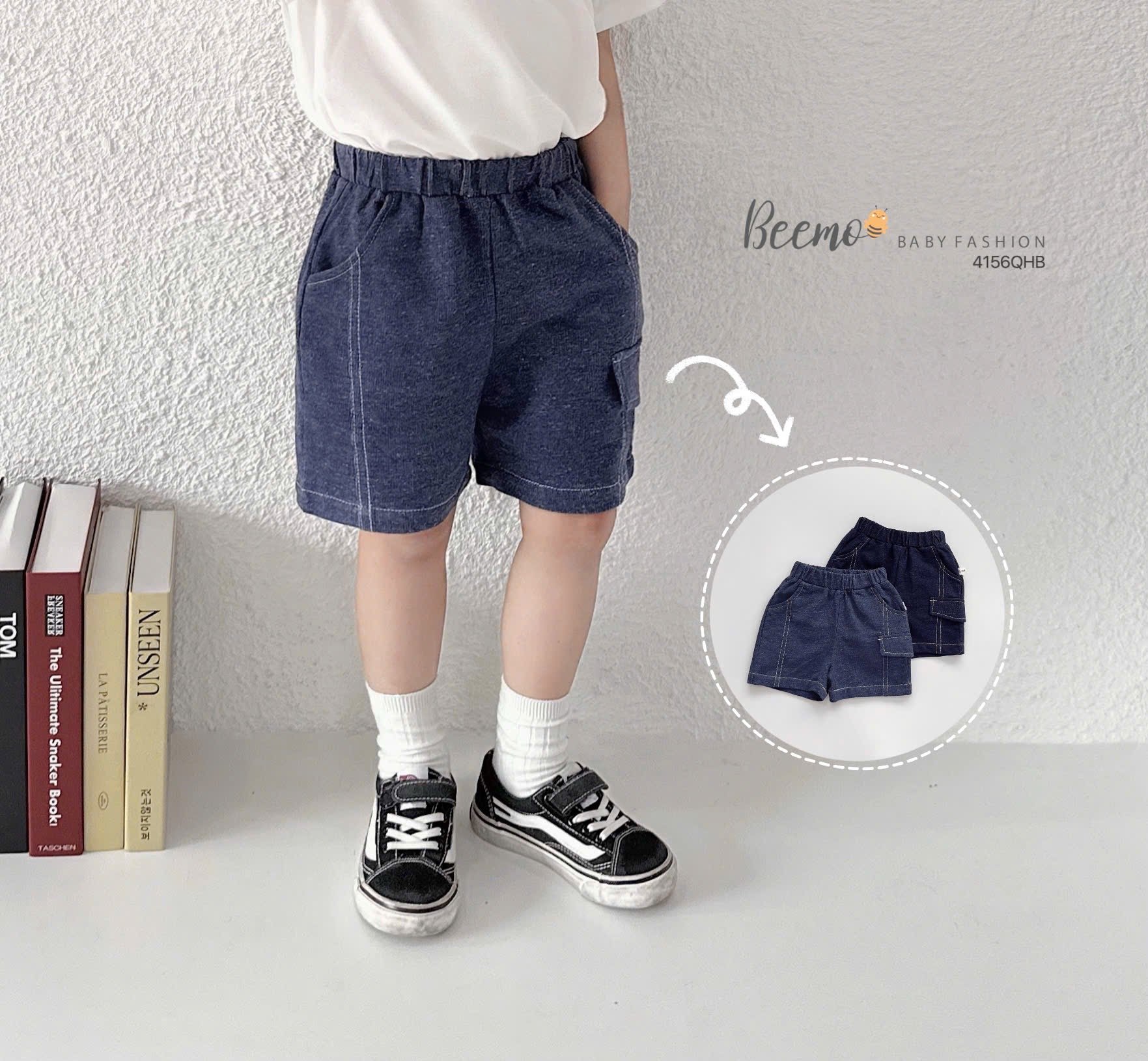 Quần da cá giả jean Beemo phối nắp túi 2 màu cho bé trai size 80-130
