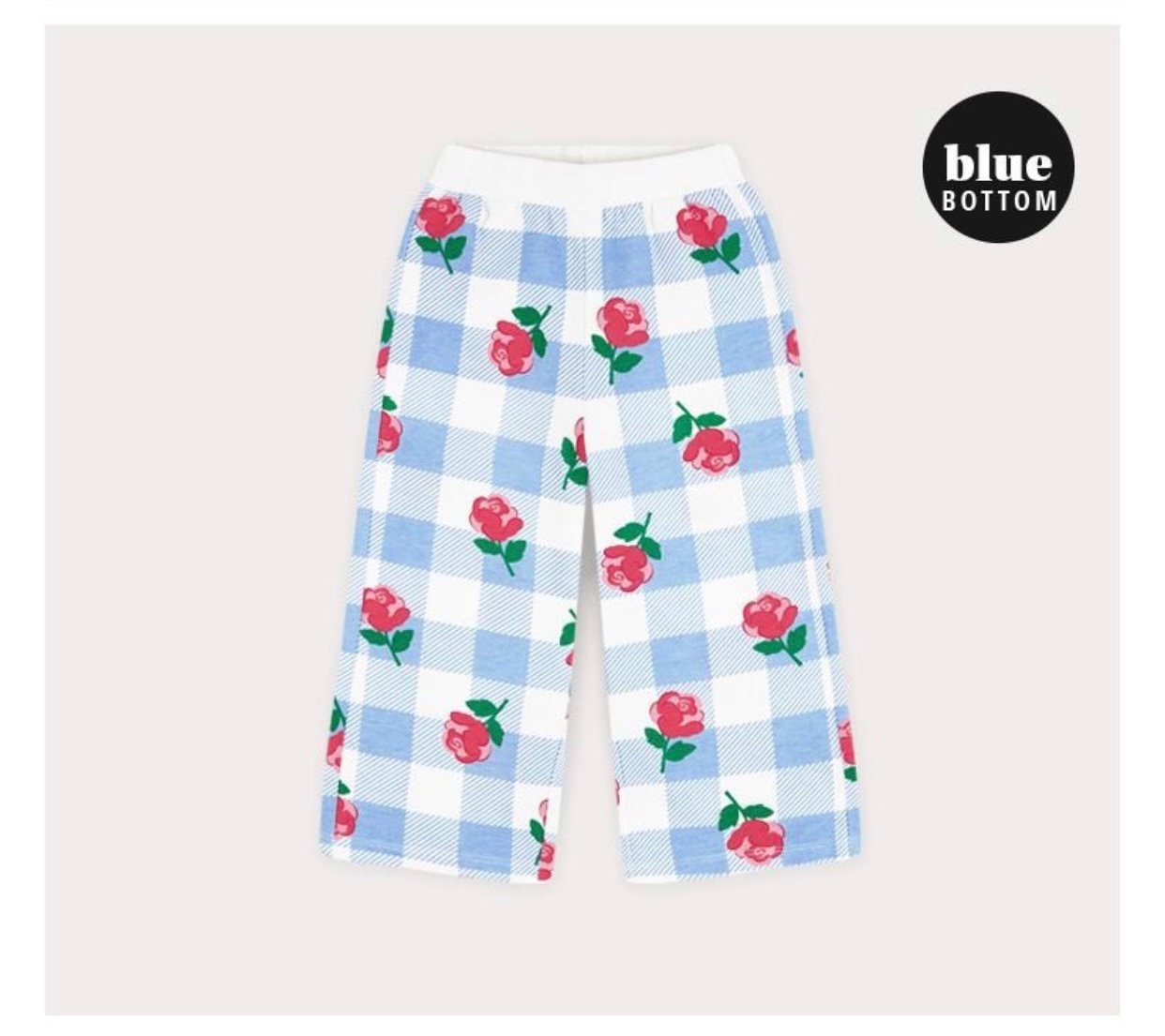 Quần nỉ da cá dáng suông Hejmini kẻ caro hoa hồng