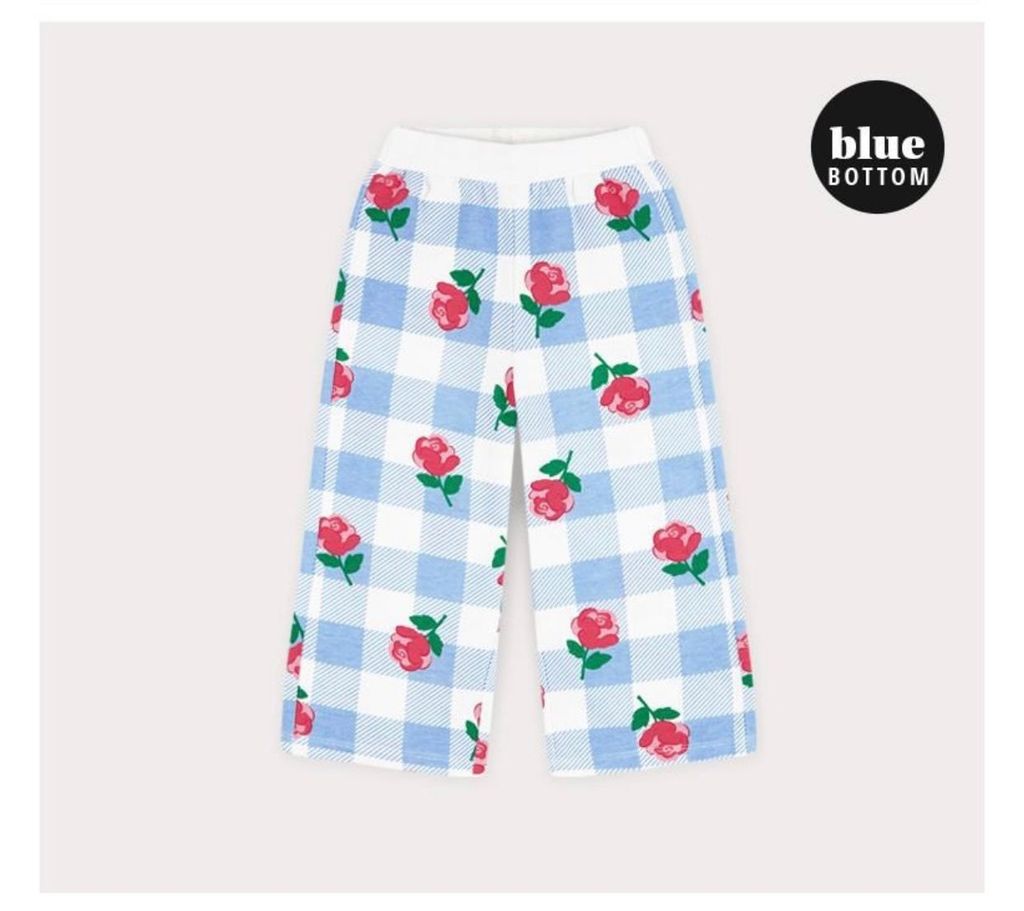 Quần nỉ da cá dáng suông Hejmini kẻ caro hoa hồng