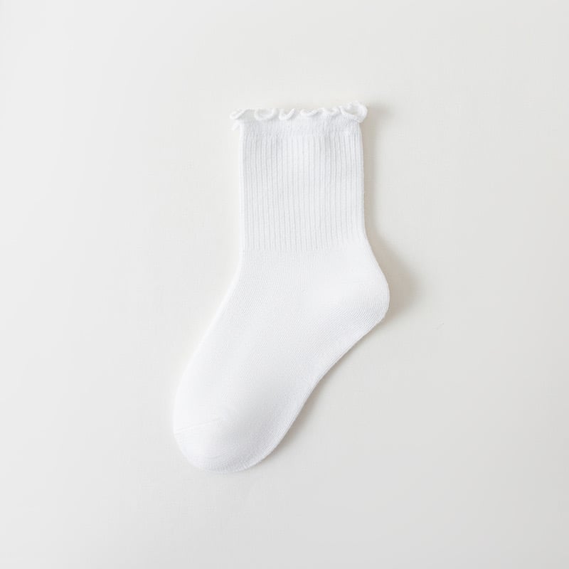 Tất cổ nhún trơn màu trắng, ghi, kem, đen cho bé gái size 1-12y