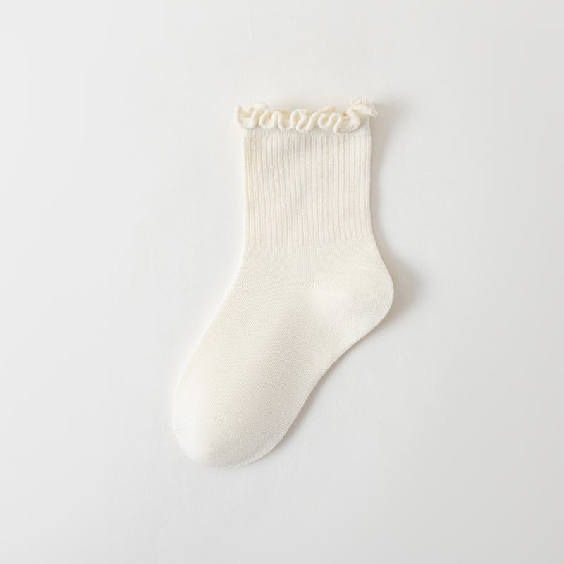 Tất cổ nhún trơn màu trắng, ghi, kem, đen cho bé gái size 1-12y