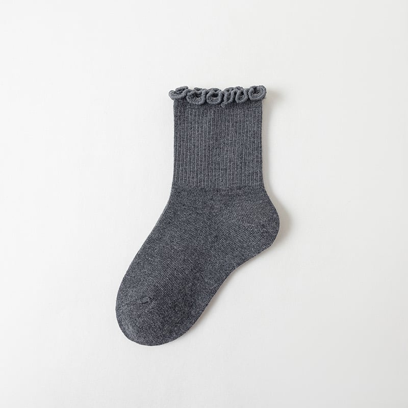 Tất cổ nhún trơn màu trắng, ghi, kem, đen cho bé gái size 1-12y