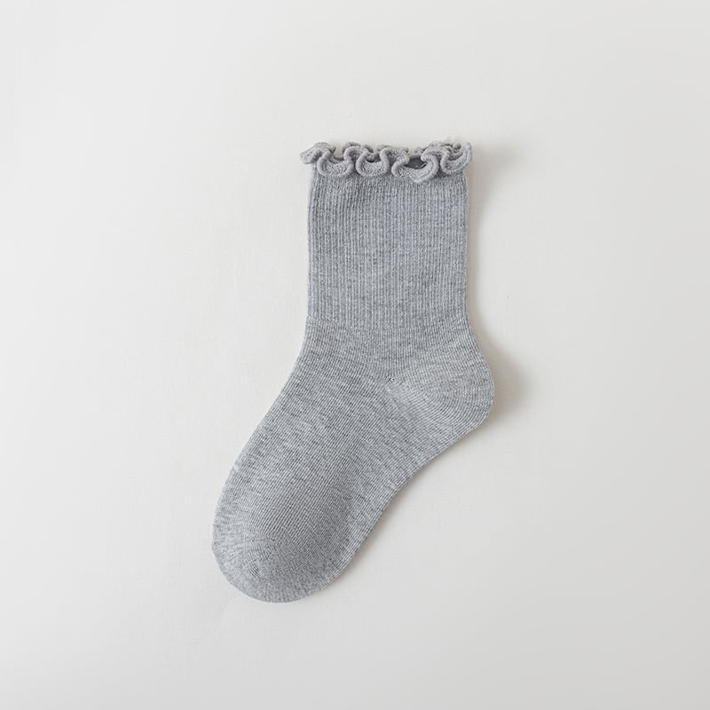 Tất cổ nhún trơn màu trắng, ghi, kem, đen cho bé gái size 1-12y