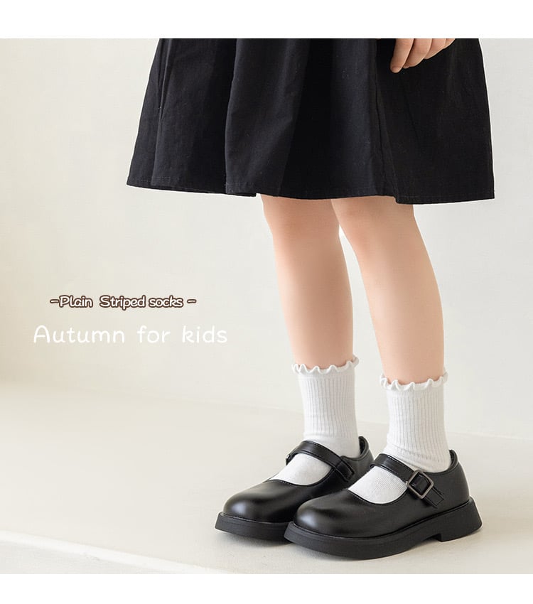 Tất cổ nhún trơn màu trắng, ghi, kem, đen cho bé gái size 1-12y