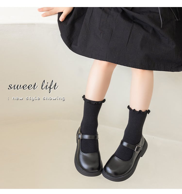 Tất cổ nhún trơn màu trắng, ghi, kem, đen cho bé gái size 1-12y