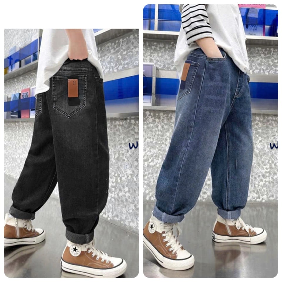 Quần jean baggy mềm Nexxi cho bé trai 2 màu size 3-14y (form to)
