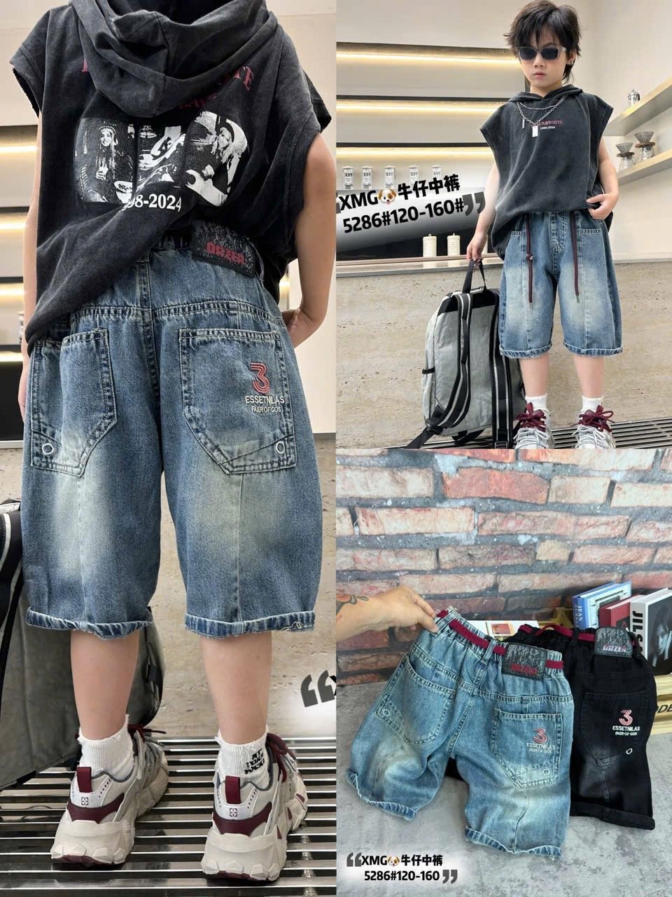 (Size 120-160 ) - Quần short Jean mềm QC nhiều mẫu cho bé trai size 120-160