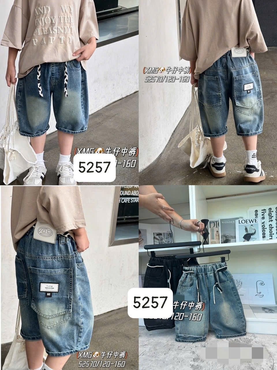 (Size 120-160 ) - Quần short Jean mềm QC nhiều mẫu cho bé trai size 120-160