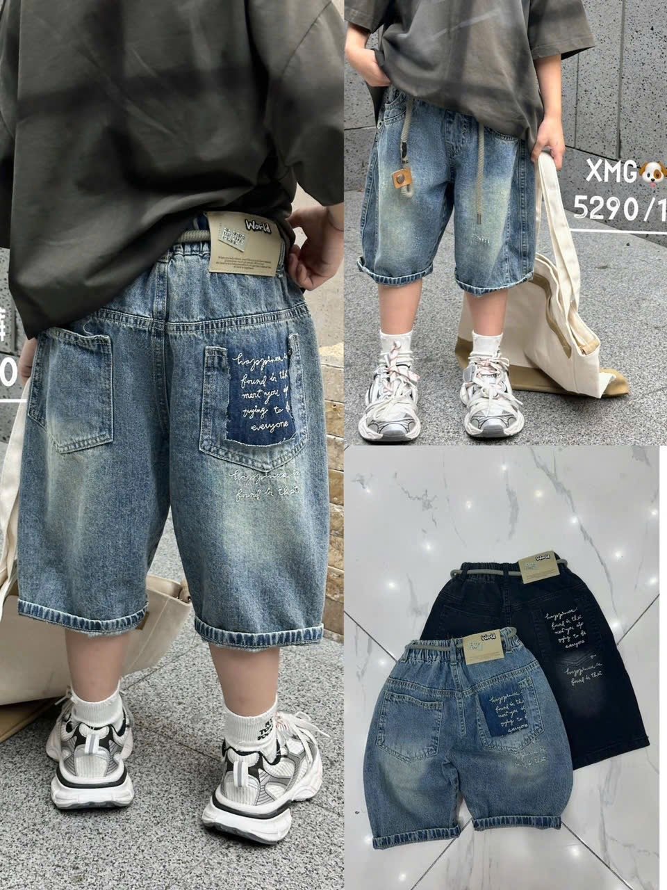 (Size 120-160 ) - Quần short Jean mềm QC nhiều mẫu cho bé trai size 120-160