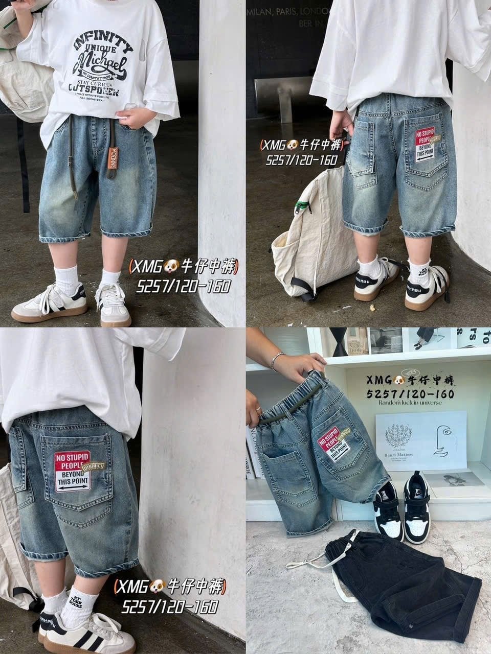 (Size 120-160 ) - Quần short Jean mềm QC nhiều mẫu cho bé trai size 120-160
